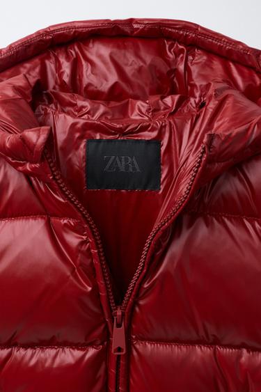WATER-REPELLENT AND WINDPROOF 50% FEATHER AND 50% DOWN PUFFER JACKET WITH HOODIE - Dark red by Zara - Image 7