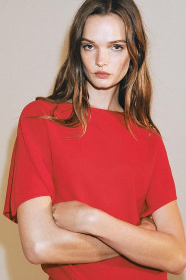 TOP EN MAILLE À COL BATEAU - Rouge moyen de Zara
