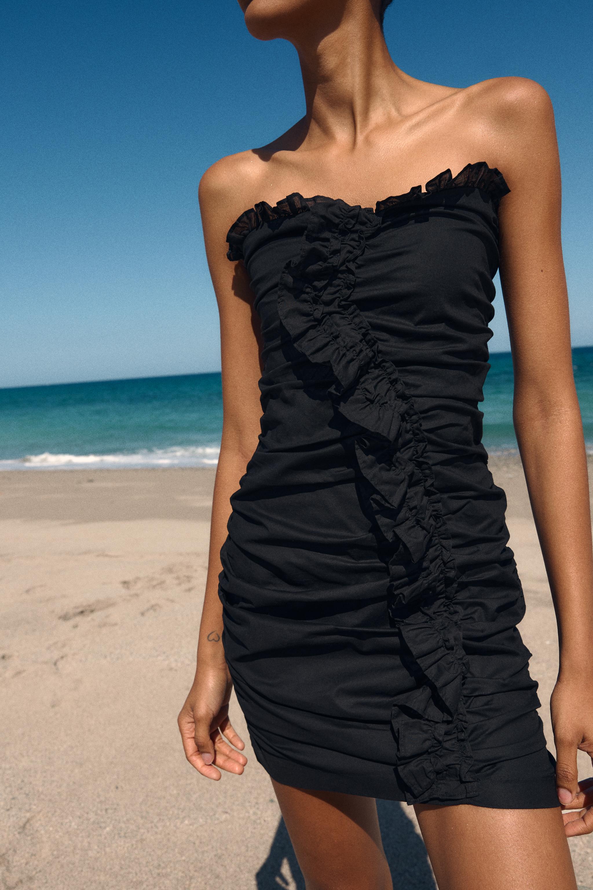 AREA Black Draped Minidress