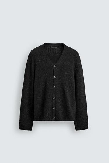 SHINY TEXTURED CARDIGAN - Black by Zara