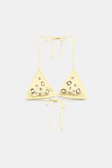 TOP BIKINI TRIANGULAIRE AVEC ANNEAUX - Jaune de Zara - Image 6