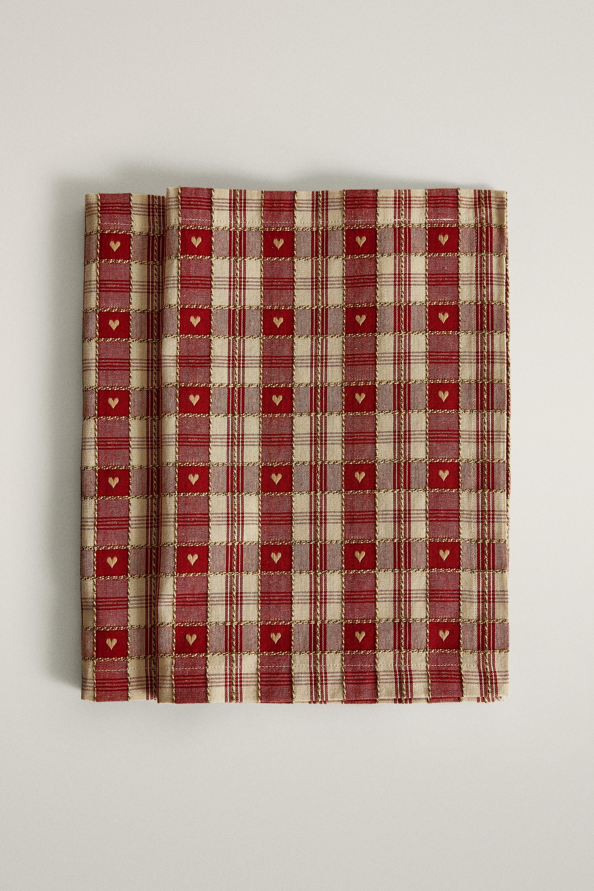 CHRISTMAS CHECK AND HEART COTTON PLACEMAT (PACK OF 2)