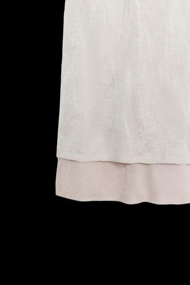 MITTELLANGER ROCK IM KNITTERLOOK - Sandfarben / meliert von Zara