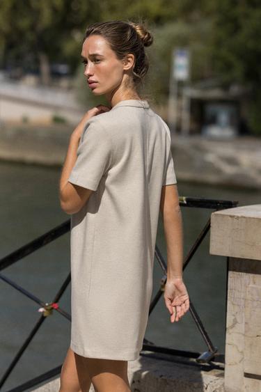 JEWEL APPLIQUÉ HERRINGBONE DRESS - Sand / Marl by Zara - Image 2