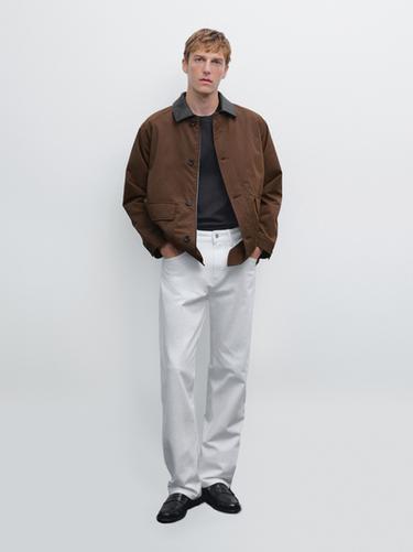 Zara Short parka with collar detail - Brown