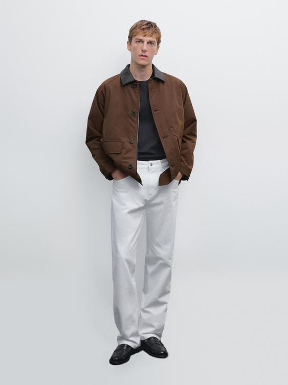 Short parka with collar detail