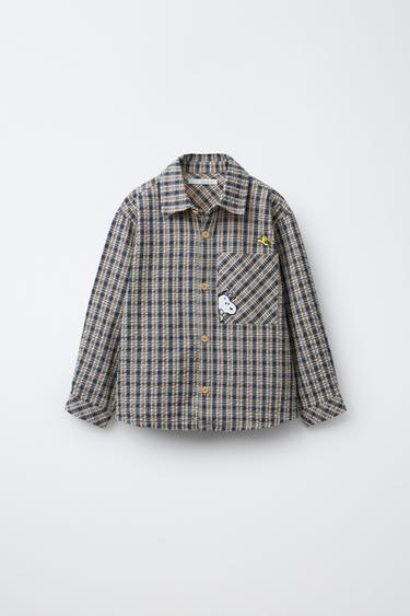 SNOOPY PEANUTS™ CHECKED TEXTURE SHIRT - Blue by Zara