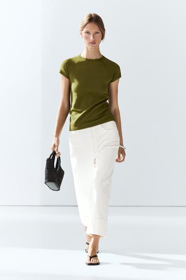 Zara Short Sleeve Raglan T-Shirt - Khaki - Image 0