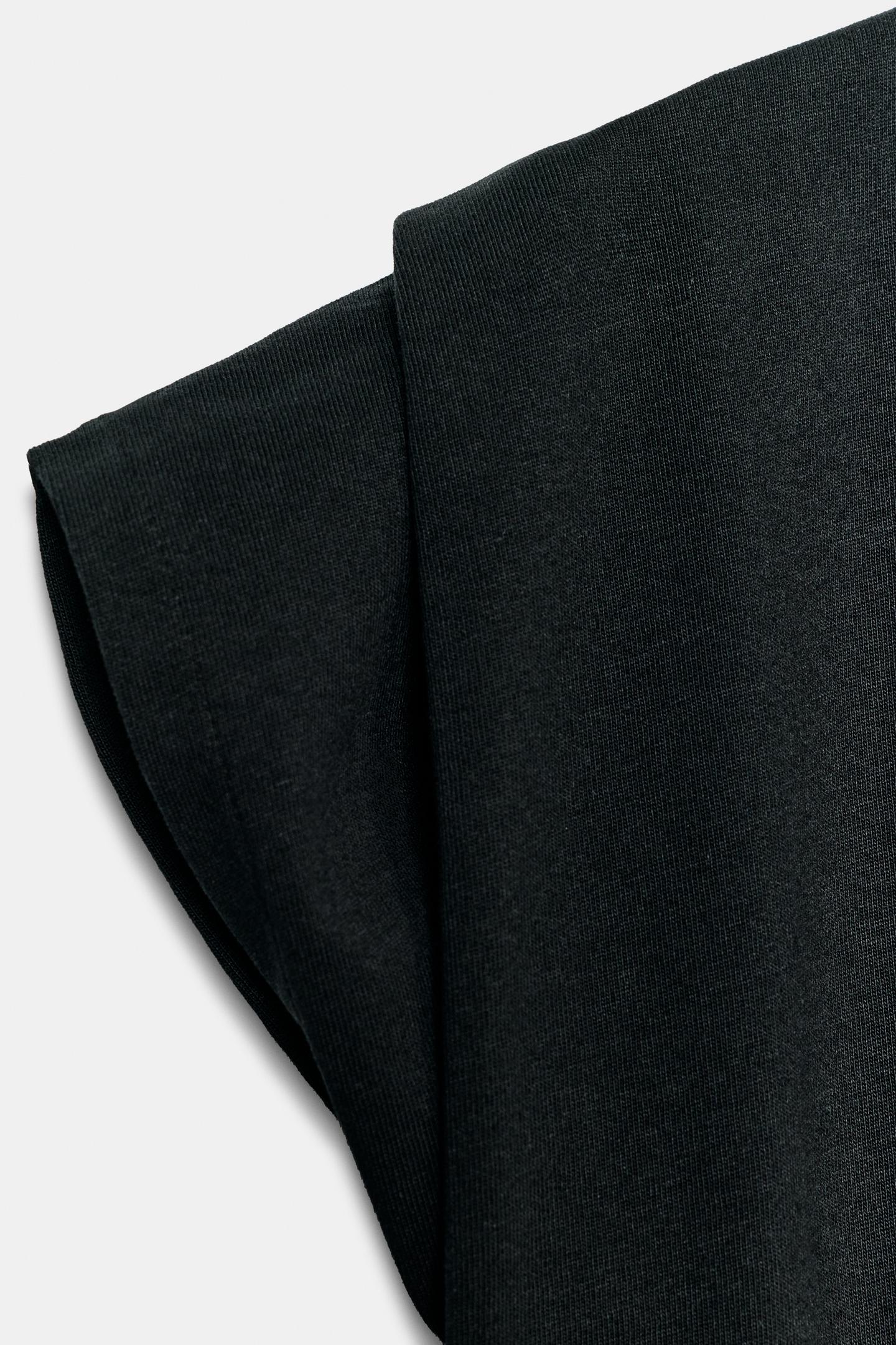 Женская футболка Zara Cotton V-NECK, цвет: Чёрный — фото 7