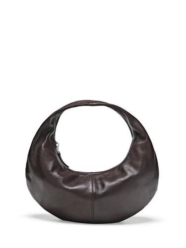 Sac demi-lune moyen en cuir nappa - Marron de Zara