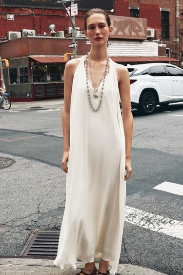 FLOWING DRESS WITH CONTRAST BACK - Ecru by Zara - Image 0
