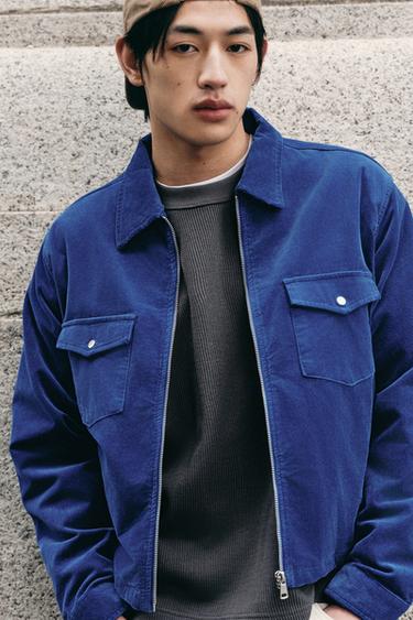 CORDUROY OVERSHIRT WITH ZIP - Cornflower blue by Zara