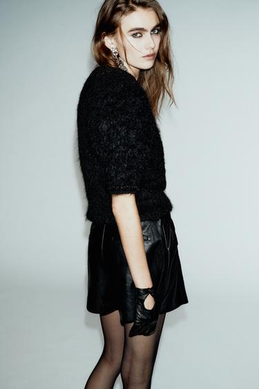 JUPE-SHORT PLISSÉE MATIÈRE SYNTHÉTIQUE - Noir de Zara - Image 5