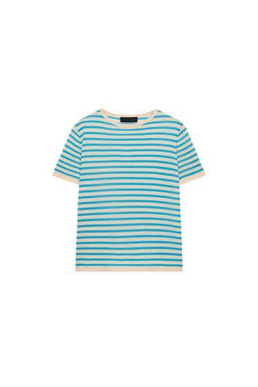 توب محاك مخطط - أزرق الخاص بـ Zara