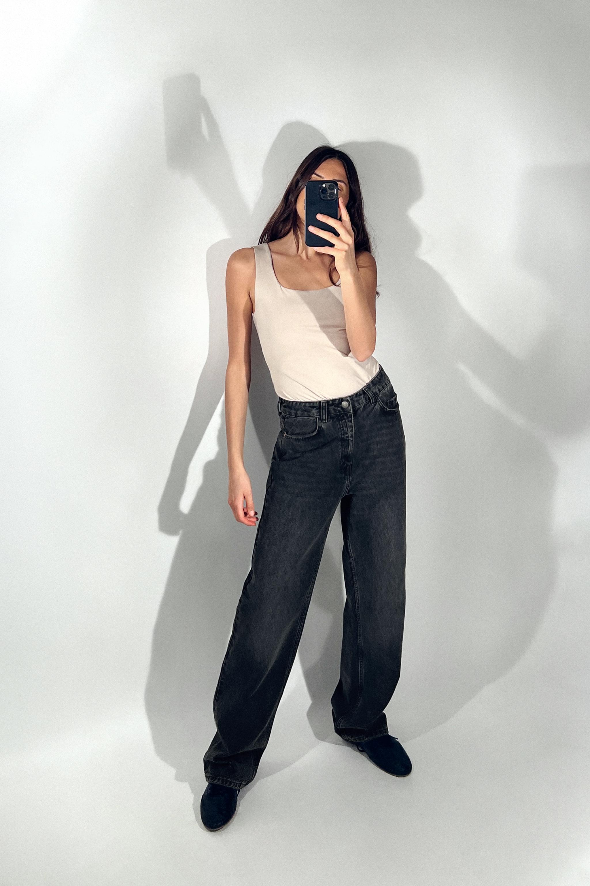 Z1975 HIGH RISE LONG LENGTH STRAIGHT CUT JEANS - Black | ZARA Canada