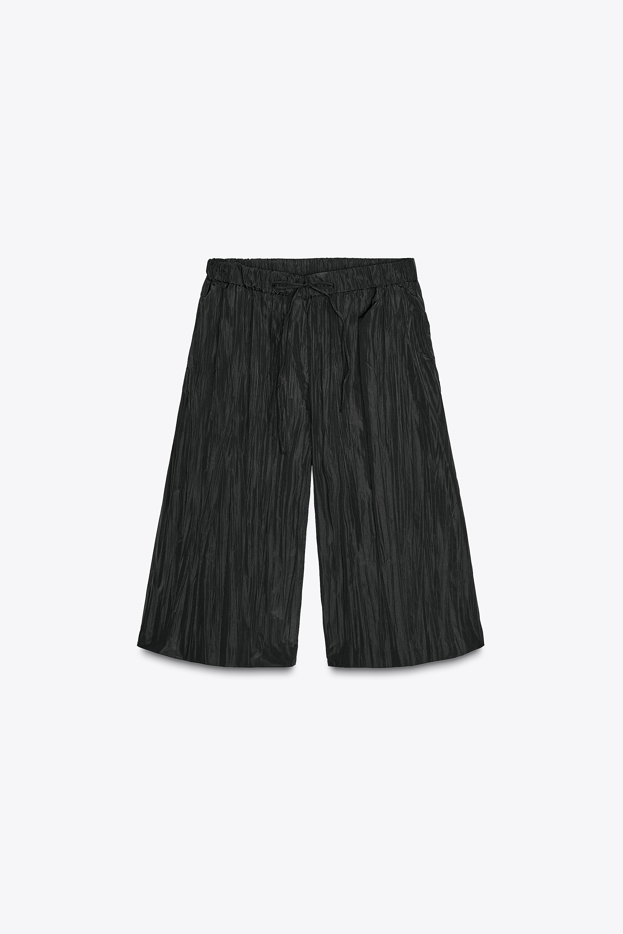 ZW COLLECTION PLEATED SHORTS - Black | ZARA United States