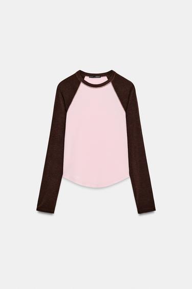 T-SHIRT RAGLAN CONTRASTE - Kaki de Zara