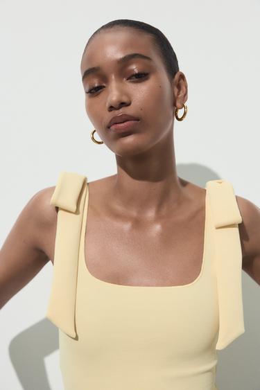 TOP LACETS STRETCH - Jaune clair de Zara - Image 3