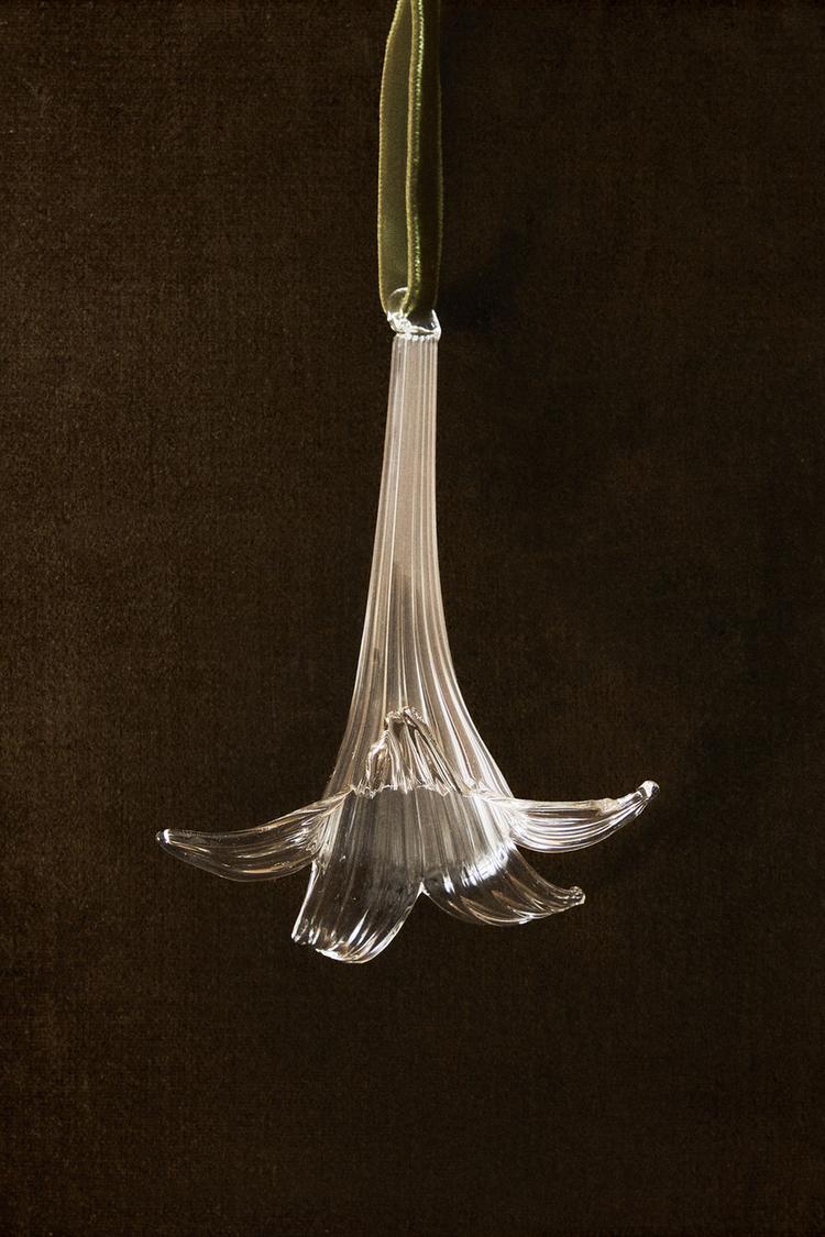 FLORAL GLASS CHRISTMAS TREE ORNAMENT — Transparent