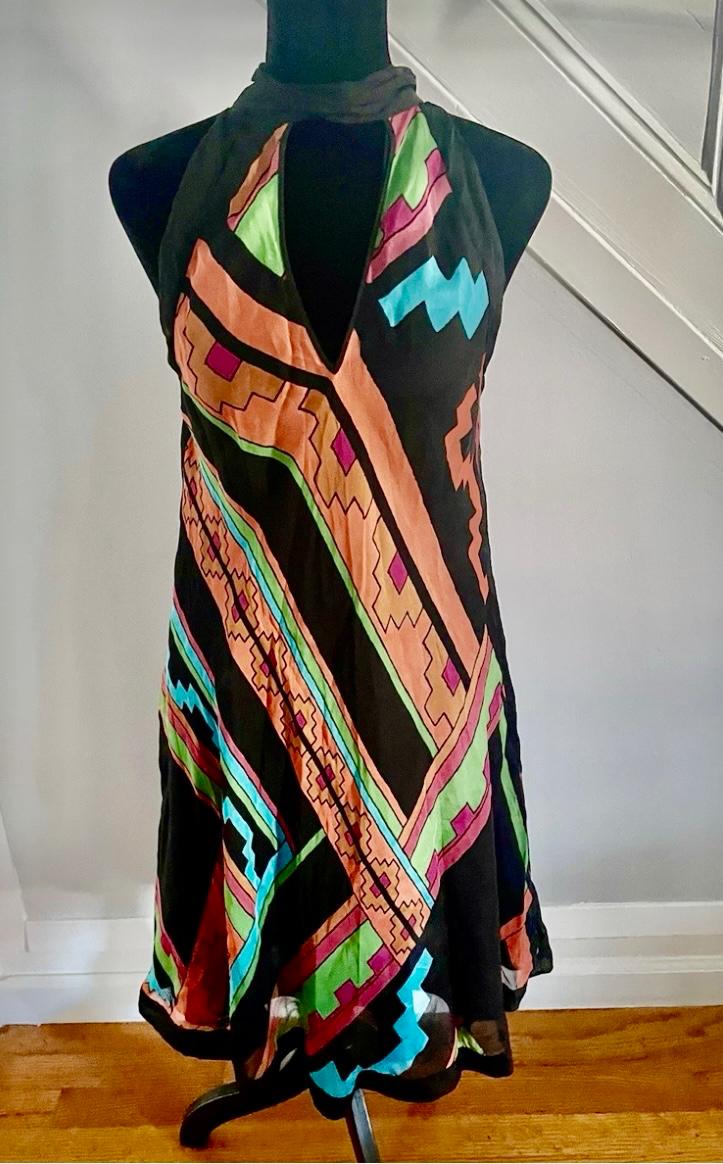 SLEEVELESS ALINE MULTICOLOR 100 SILK DRESS - Image 5