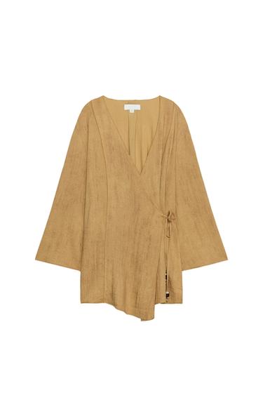 Zara JAKNA NA PREKLOP SA UČKUROM – senf