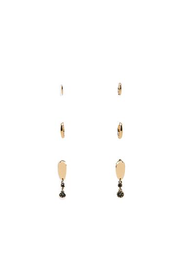 حزمة 3 أقراط بحلقة لامعة - ذهبي الخاص بـ Zara