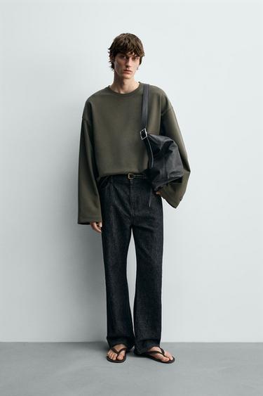 SUDADERA CROPPED FIT INTERLOCK - Verdoso de Zara - Imagen 0