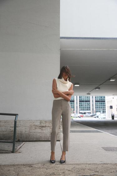 Zara HIGH-WAISTED PANTS - taupe brown - Image 0