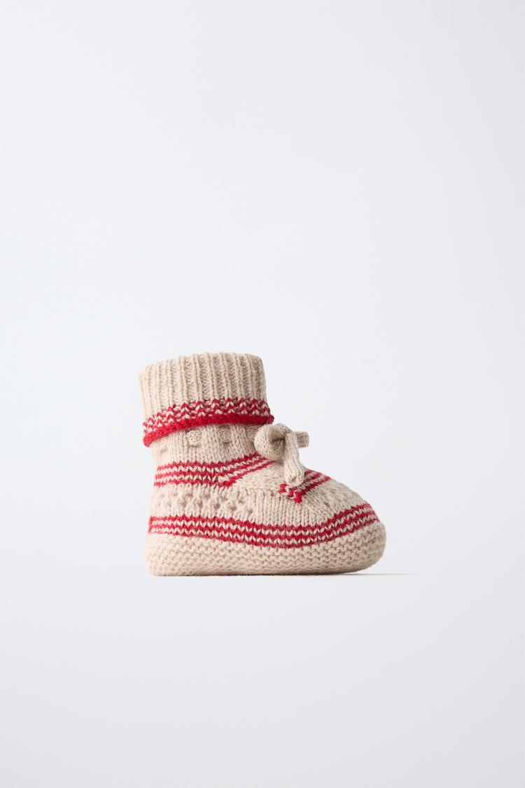 STRIPED KNIT BOOTIES — Multi-color