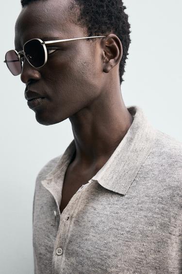 PLETENA POLO MAJICA IZ 100 % LANU - Lisasto siva od Zare