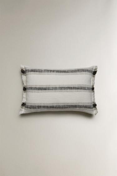 FRINGED CUSHION COVER - Stripes by Zara