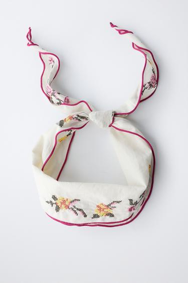 BANDANA AVEC BRODERIES AU POINT DE CROIX - Écru de Zara - Image 4