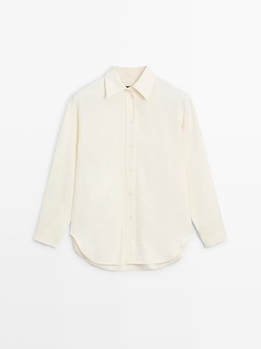 Chemisier oversize à manches longues - Blanc cassé de Zara