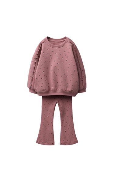 Zara FLORAL SWEATSHIRT AND LEGGINGS SET - Pink