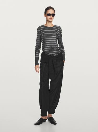 Zara Lightweight striped long sleeve T-shirt - Gray marl