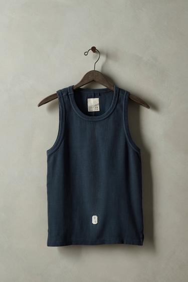 Zara RIBBED TANK TOP X SR_A - Navy blue