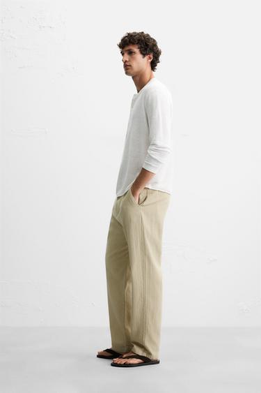 TEXTURED CHINO TROUSERS - Light khaki by Zara - Image 3