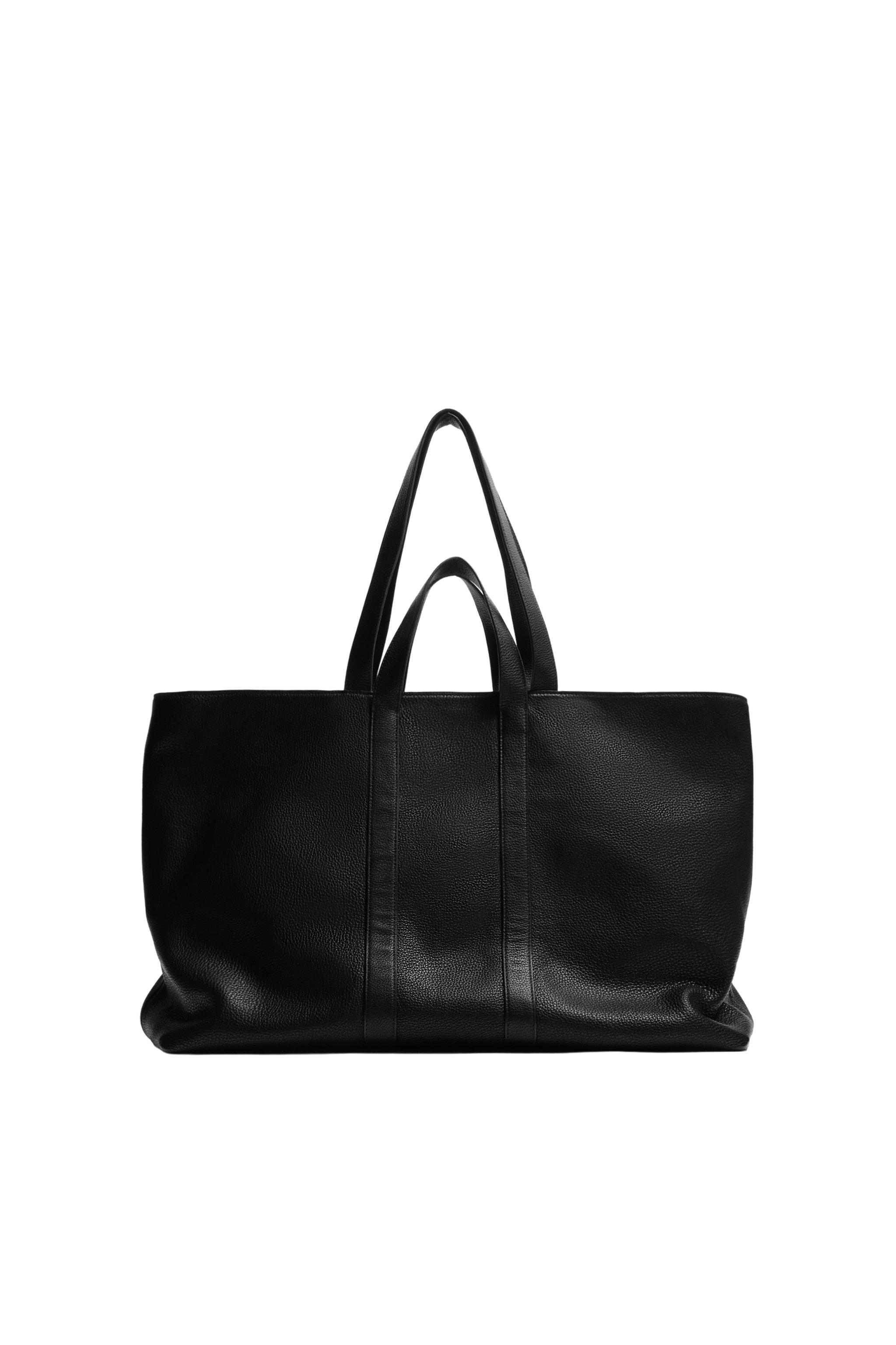 LEATHER SHOPPER BAG - Black | ZARA United States