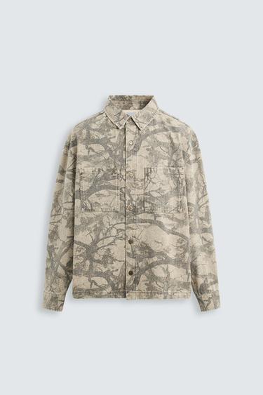 CAMISA AMPLA ESTAMPA ABSTRATA - castanho da Zara