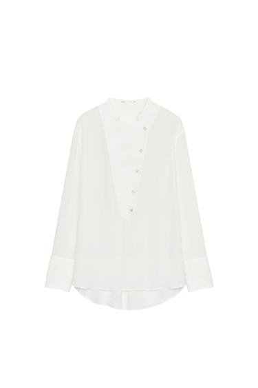 CAMISA FLUIDA PECHERA ZW COLLECTION - Crudo de Zara