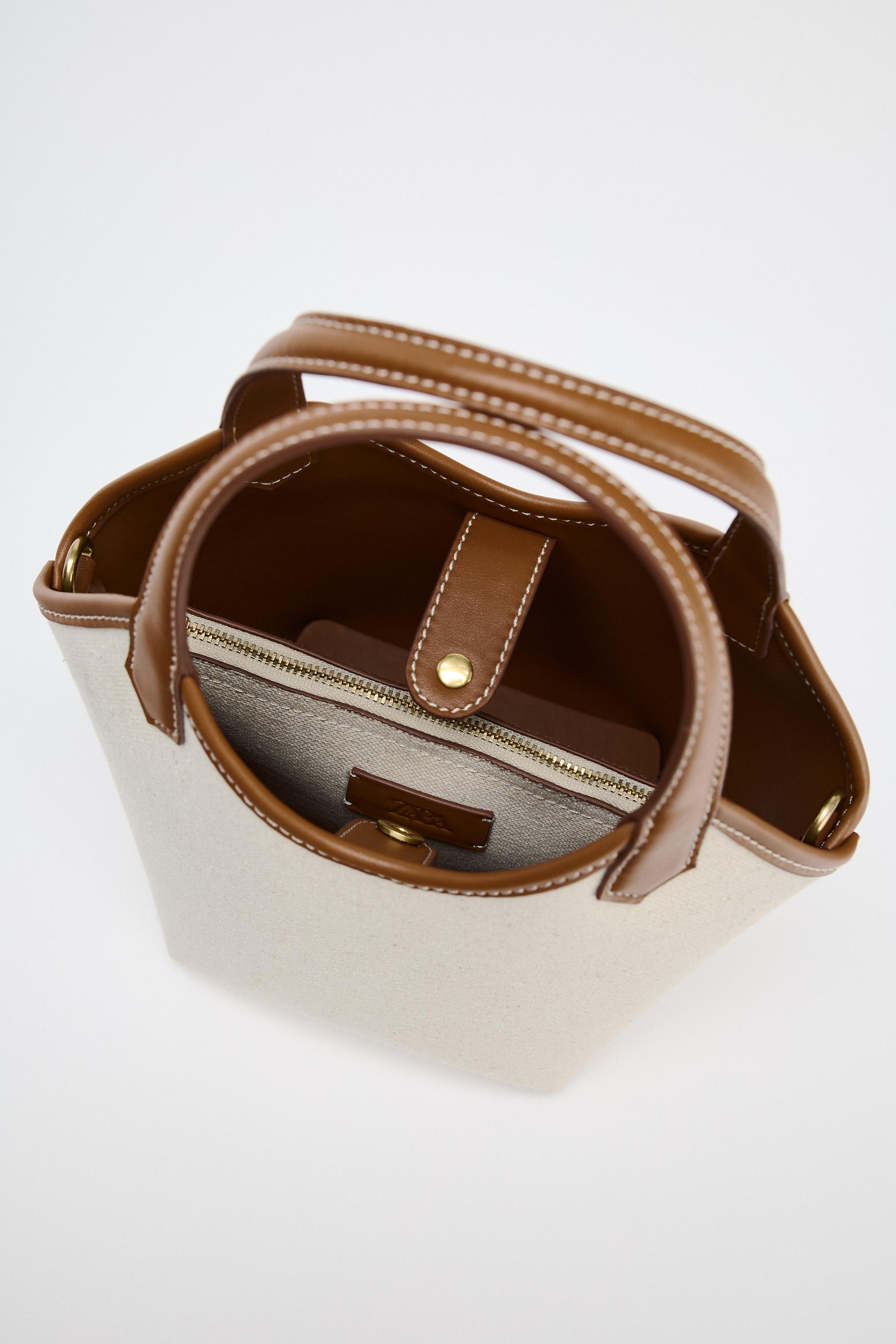 ZARA【NEW】CONTRAST CANVAS MINI TOTE BAG CONTRAST CANVAS MINI SHOPPER - Ecru | ZARA United States