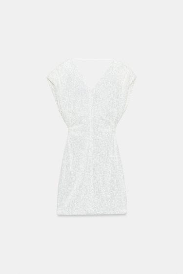 SEQUINNED MINI DRESS - White by Zara - Image 3