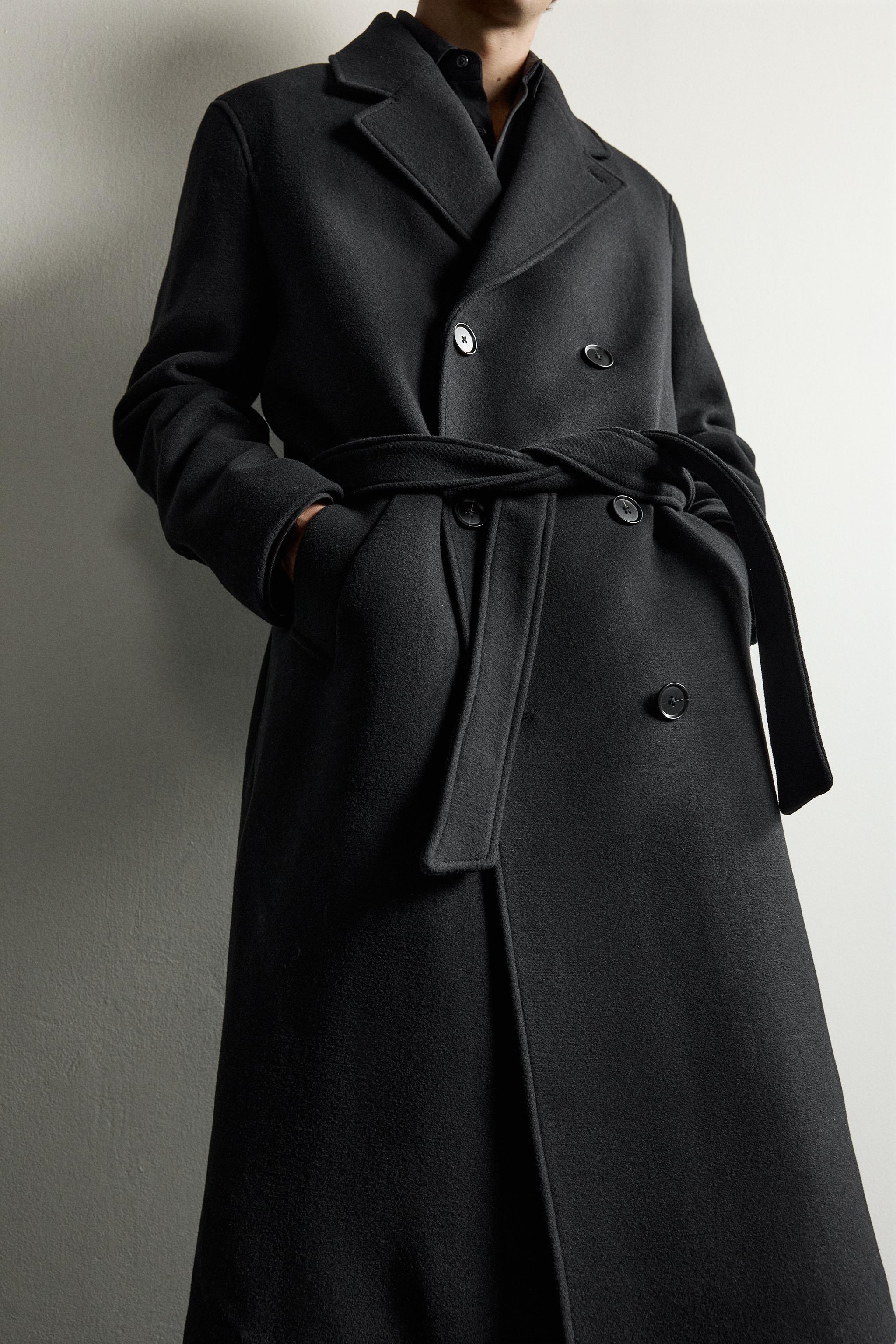 WOOL-BLEND BELTED DOUBLE-BREASTED COAT