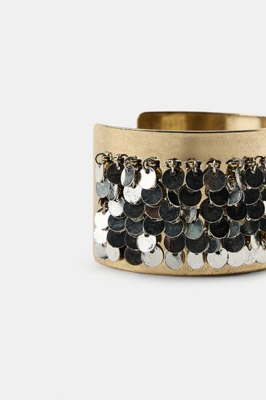 RIGID CONTRAST SEQUIN BRACELET - Gold / Silver by Zara - Image 3