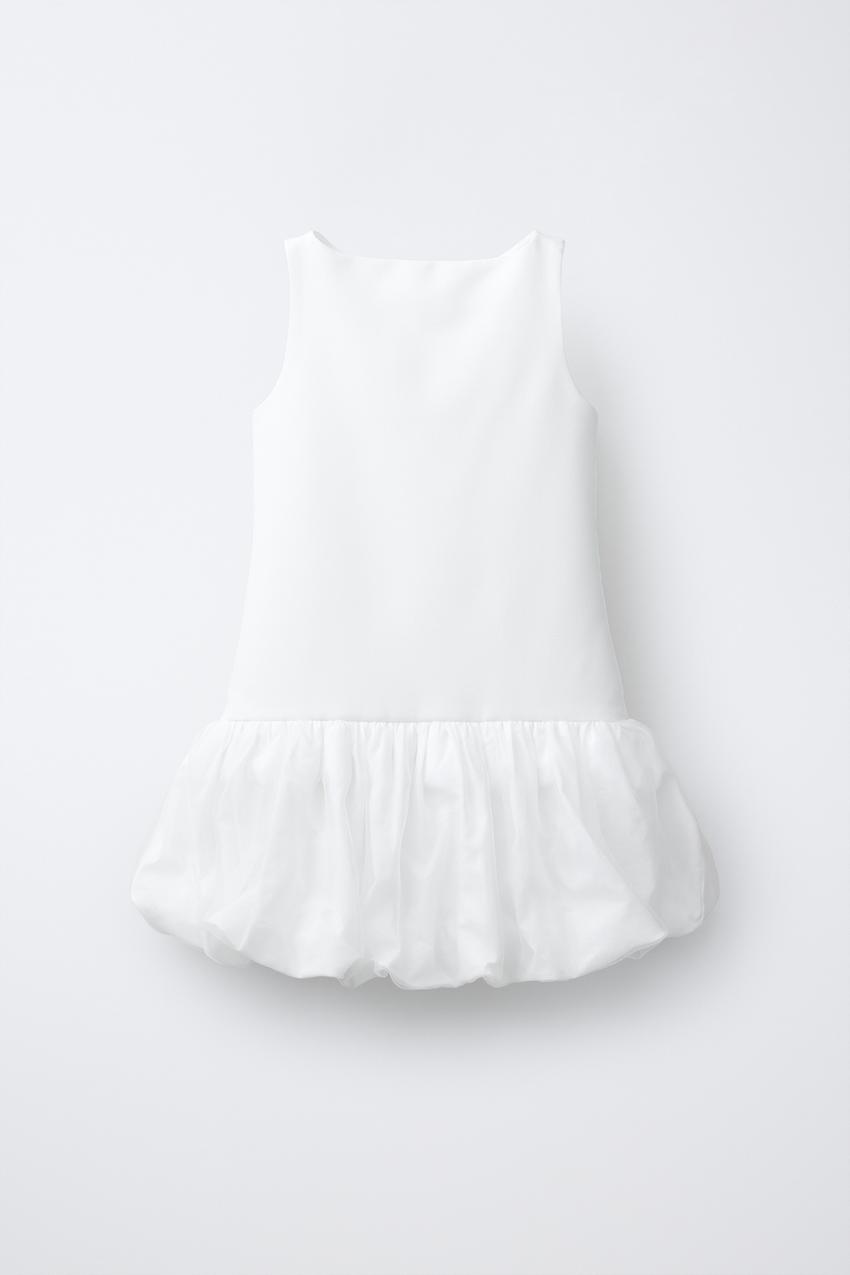organza dress zara PRINTED ORGANZA DRESS WITH EMBROIDERY - Ecru