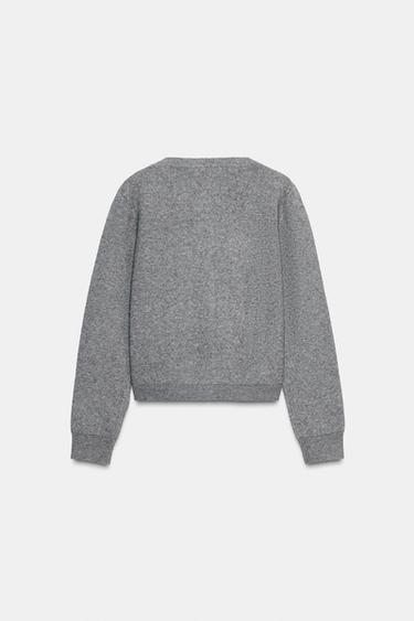 BEADED KNIT CARDIGAN - Grey marl by Zara - Image 6