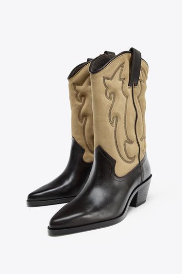 COMBINED LEATHER EMBROIDERED BOOTS - Multicoloured by Zara - Image 5
