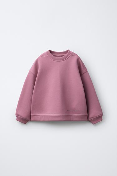 SWEATSHIRT COM MENSAGEM EM RELEVO - Rosado-escuro da Zara