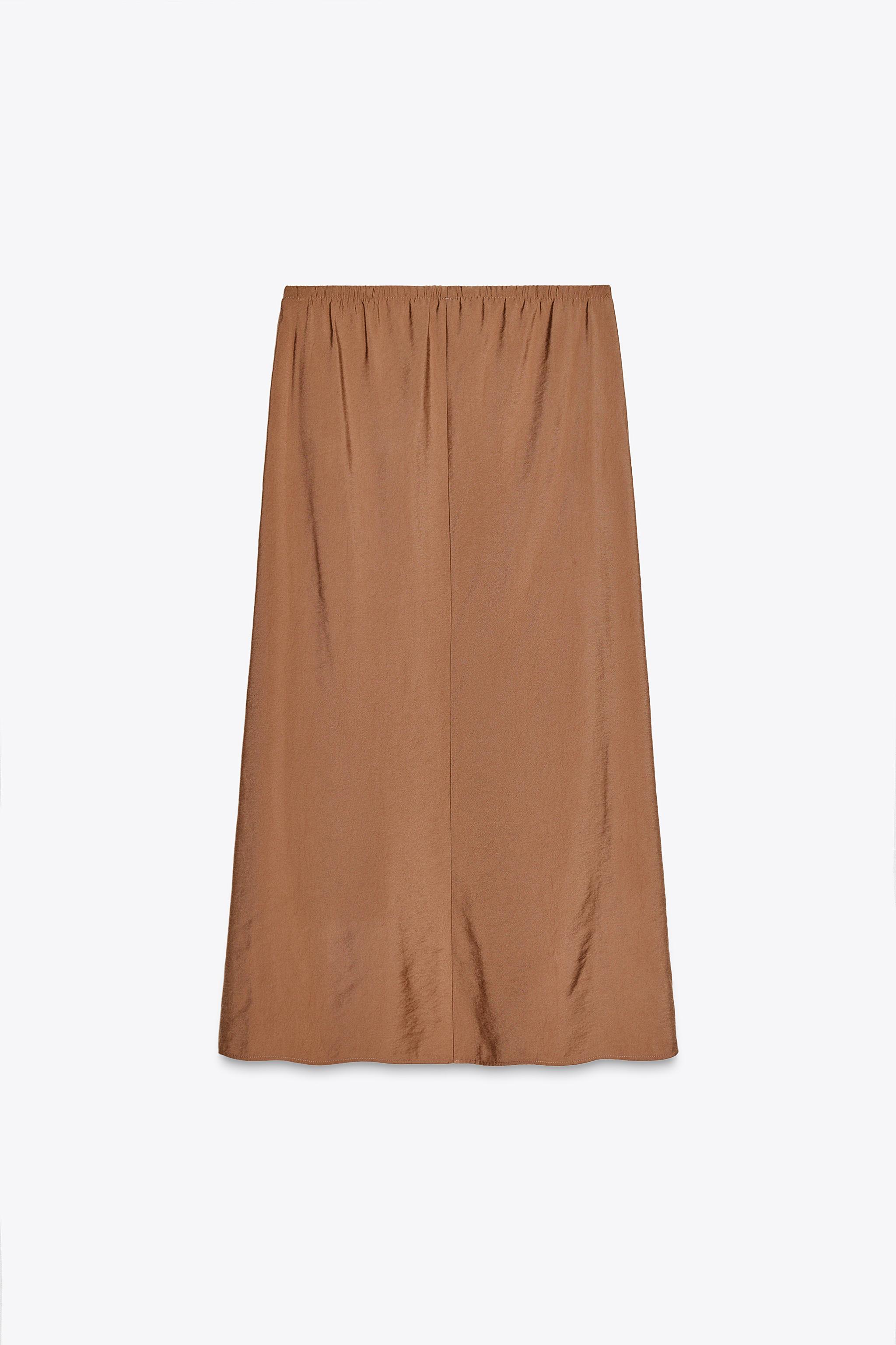 ミディ丈フルイドスカート - ライトブラウン | ZARA Japan / 日本