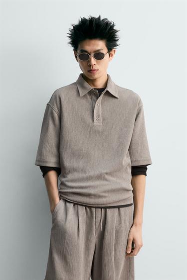 EMBOSSED RELAXED FIT POLO SHIRT - Light grey by Zara